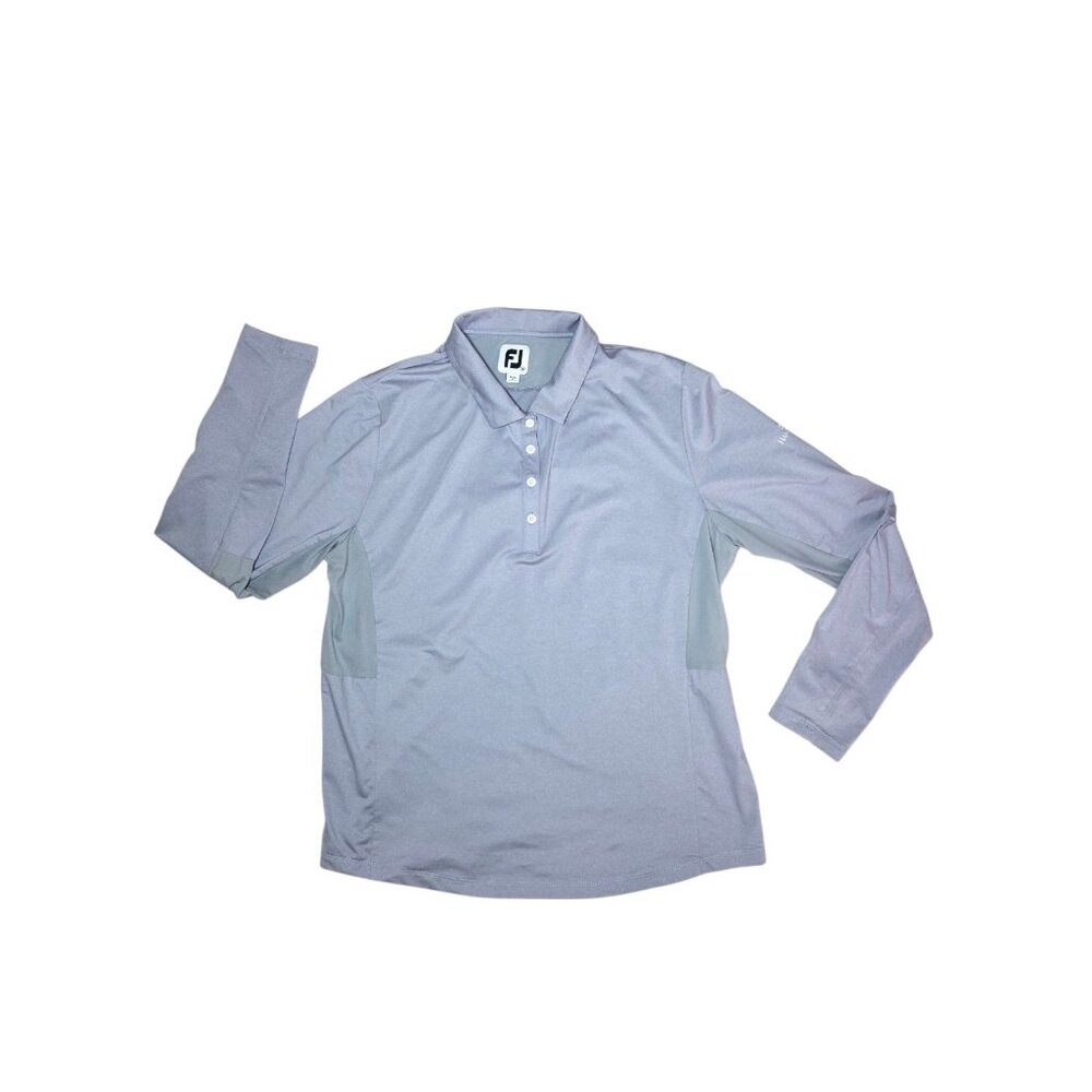 Footjoy Gray Long Sleeve Men's Polo Stretch Golf Top 'Hampton Hall' XL